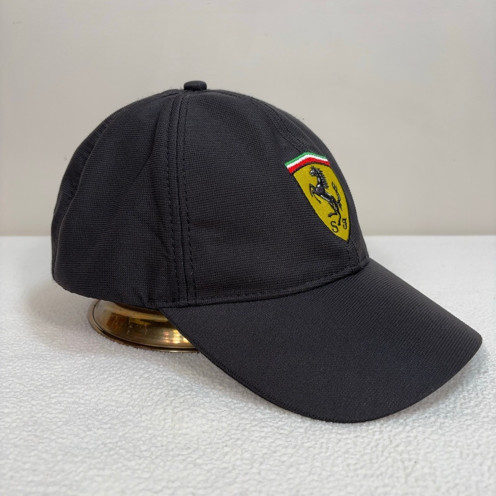 Ferrari Hat Men's One Size Black Official Adjustable Scuderia Logo Cap F1 Car - Picture 8 of 14